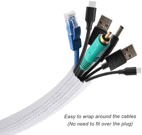 Cable Management Sleeve, Split Design, 25FT - 1 Inch, White - Image 2