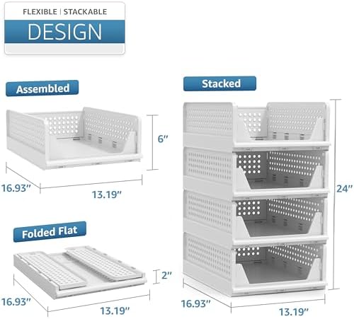 Sorbus Stackable Closet Organizer, Open-Front Shelf Bins (4 Small) - Image 6