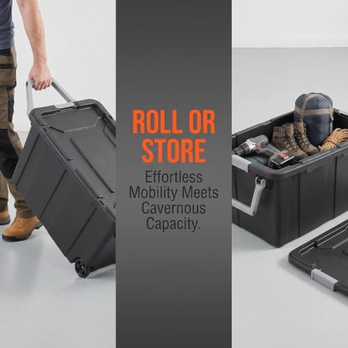 2 Pack Heavy Duty Extra-Large 40 Gallon Rolling Storage Bin - Image 4