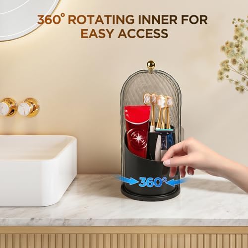 3 Slots Rotating Toothbrush Holders with Lid for Bathroom - Image 3