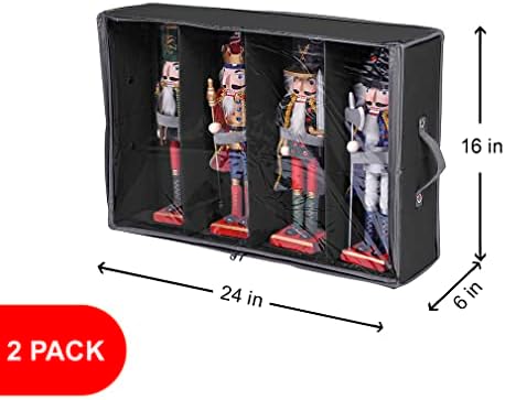 ProPik 2 Pack Christmas Figures Storage Box | Each Holds 4 Holiday Figurines up to 16” | Adjustable Nutcracker Decor Ornament Storage Container | Xmas Decorations Accessories Boxes (Black) - Image 5