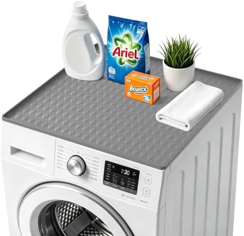 Washer and Dryer Top Protector Mat,25" x 25"Silicone Rubber Mat for Slant Top Surface Cover and Top Load Washing Machine Laundry Room,Non Slip Heavy Duty Waterproof Washable Top Cover Pad by Garolue