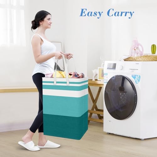 BlissTotes 3-Pack Laundry Basket, Collapsible Laundry Hamper, Green, 125L - Image 5