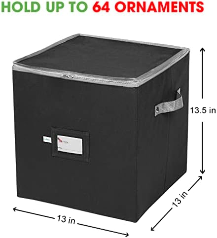 Christmas Ornament Storage Box, 4 Individual Trays Xmas Storage Container, Fits 64 Ornaments Decoration Balls, Constructed of Durable 600D Oxford Material (Black) - Image 5