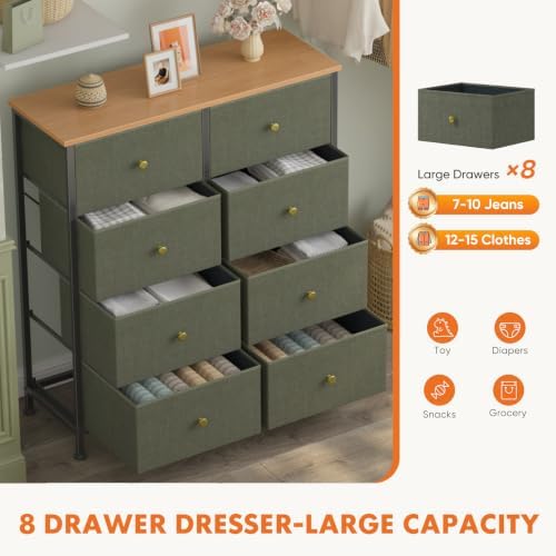 Sweetcrispy 8 Drawer Fabric Dresser, Tall Storage Tower for Bedroom - Image 6