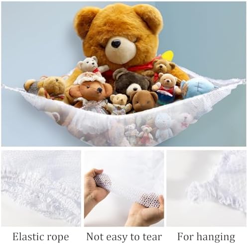 MAQIHAN Stuffed Animal Net or Hammock - Storage Ideas for Plushies, Teddy Bears, and Toys - Corner Organizer Holder (Medium) (Pack of 2) - Image 4