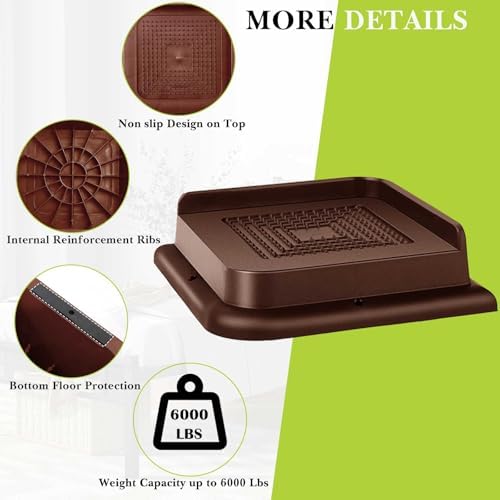 Bed Risers 1 inch, 2 inch, 3 inch, 4 inch, 6 inch, 8 inch Heavy Duty, Oversized Furniture Riser for Couch Sofa Table Chair Leg Frame Dorm, Support up to 6000 Lbs (Chocolat Brown 4 Pack, 1 inch) - Image 3
