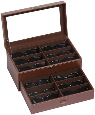 AUTOARK Leather & Velvet 12 Piece Eyeglasses Display Case,Coffee,AW-164 by AUTOARK