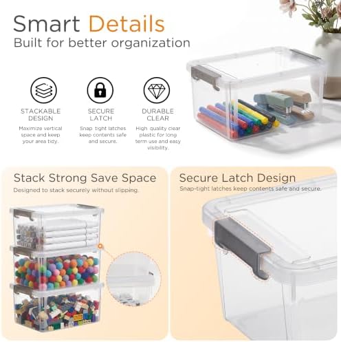 Citylife 4 Packs Small Storage Bins with Lids 3.2 QT Plastic Storage Containers for Organizing Stackable Clear Storage Boxes - Image 6