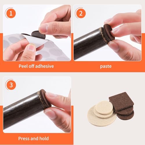 168 PCS Felt Furniture Pads - Self Adhesive Floor Protectors for Hardwood Floors, Anti Scratch Chair Leg Feet Pads, Furniture Sliders for Home Furniture Protection - Image 5