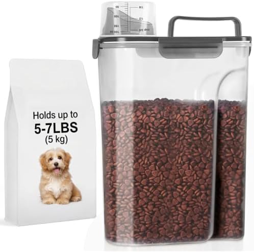 LEAWALK 5-7Lbs Airtight Dog Cat Pet Food Storage Container-Clear Black by LEAWALK