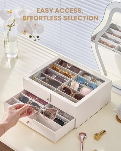 Lolalet 10/20 Slots Sunglasses Organizer with Slim Clear Lid - Image 3