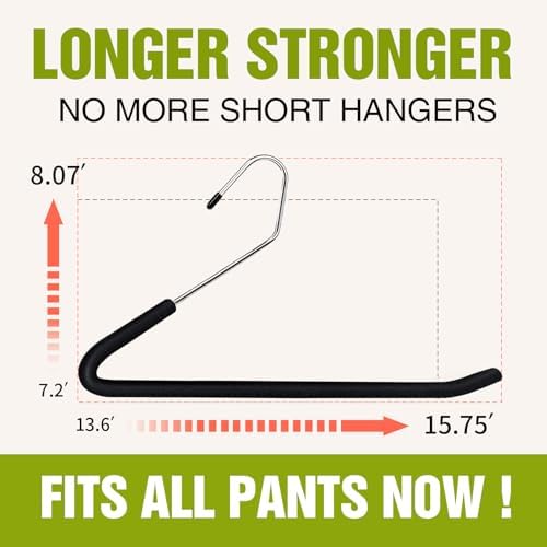Foam Padded Non Slip Women Men Slacks Trouser Pants Hangers Black Long 5 - Image 2