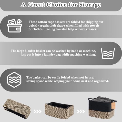 Goodpick Woven Storage Basket for Shelves, Rectangle, Black & Jute - Image 7
