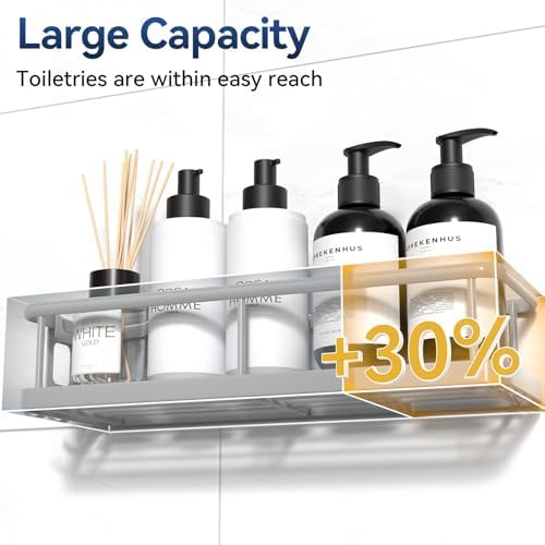 YASONIC Shower Caddy Adhesive, Rustproof Shower Organizer with Soap Holder, Large Capacity Shower Shelves for Inside Shower, No Drilling Bathroom Organizers and Storage for Home Decor（3 Pack Grey） - Image 3