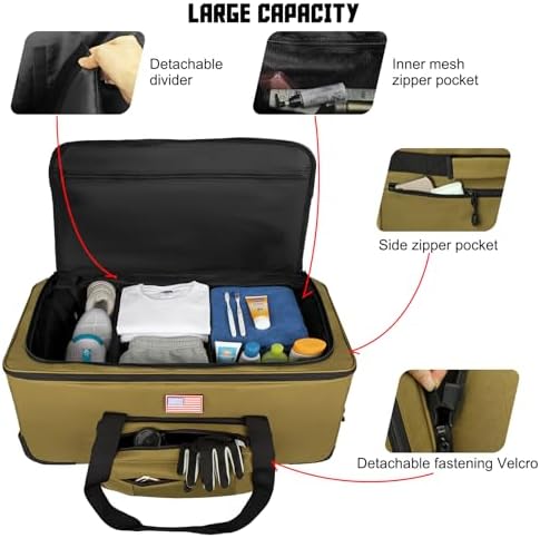 150L Large Rolling Duffle Bag with Wheels, Heavy Duty 32'' Tri-Wheel Gear Hauler for Camping,Moving Sports Equipment,Military & Airline Checked Bag Approved,Khaki - Image 7