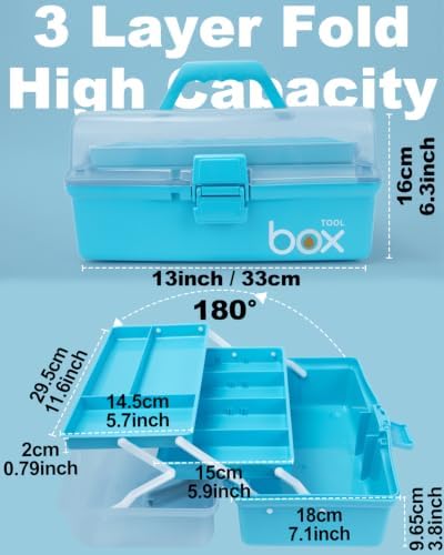 TERGOO 13in Lager Plastic Craft Organizer and Storage 3-Layer Tackle Box - Image 2