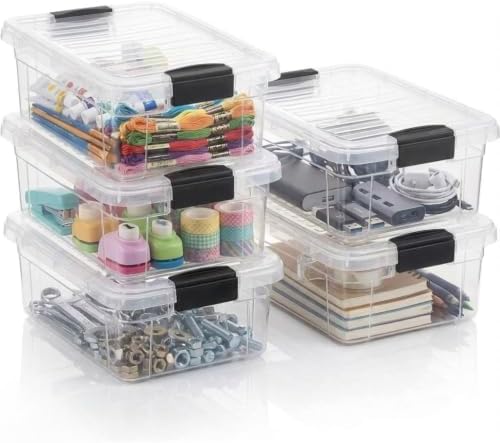Superio 7.4 Quart Clear Plastic Storage Bin with Lid, Stackable Organizer Box, BPA-Free Storage Container for Home, Garage, School & Office, 5 Pack by Superio