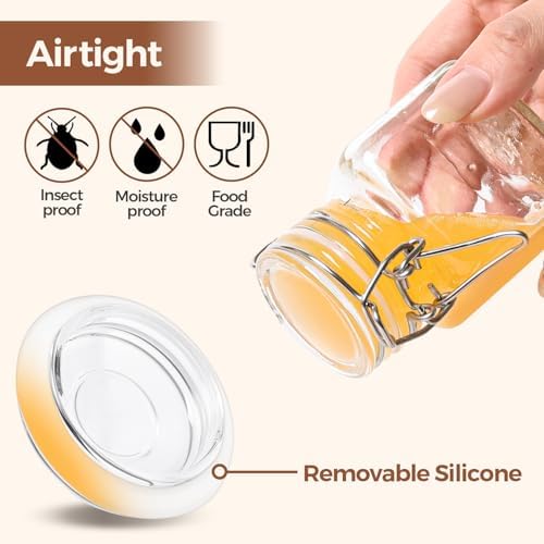 ComSaf Square Small Glass Spice Jars with Airtight Lids 4 oz 6 Pack Pantry - Image 4