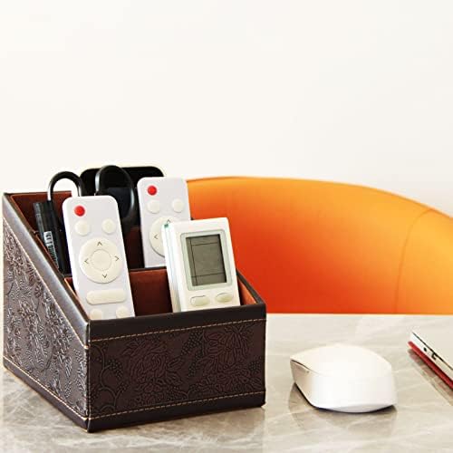 2 Pack PU Leather Remote Control Holder Storage Container for TV Remote Phone Caddy Eyeglasses（Brown） - Image 6