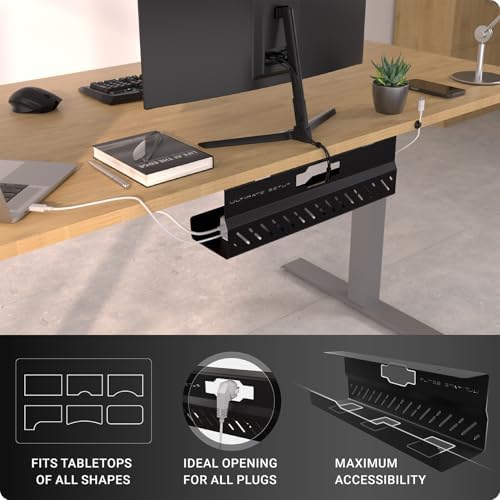 Under Desk Cable Management Tray no Drill – Wire Management - Cord Organizer – Huge Load Capacity – Under Desk Cable Tray no Drill (Black, 1 Piece Set) - Image 2