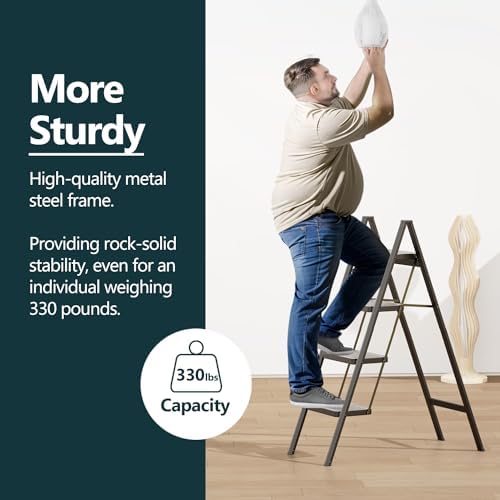 WOA WOA 4 Step Foldable Step Stool, 330lbs Load, Black - Image 2