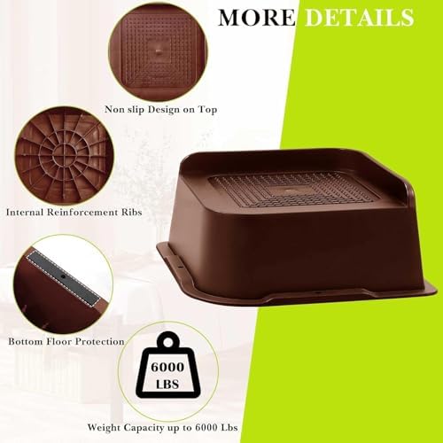 Bed Risers 2 inch, 3 inch, 4 inch, 6 inch, 8 inch Heavy Duty, Oversized Furniture Riser for Couch Sofa Table Chair Leg Frame Dorm, Support up to 6000 Lbs (Chocolat Brown 8 Pack, 2 inch) - Image 5
