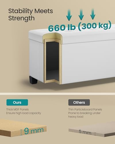 SONGMICS Storage Ottoman Bench with Legs, 43.3 Inches, 30 Gal. (112 L) - Image 5