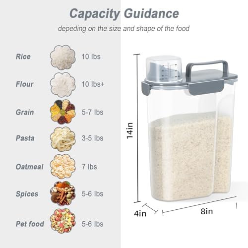Airtight Rice Container 5-10Lbs, 5Qt Flour Storage Bin BPA-free-Gray - Image 4
