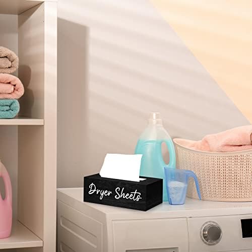 Blulu Dryer Sheet Holder for Laundry Room Wooden Dryer Sheet Container Sheets Dispenser Box Wooden Container Modern for Organizing Fabric Laundry Pods, 7.87 x 4.72 x 2.75 Inches(Black) - Image 3