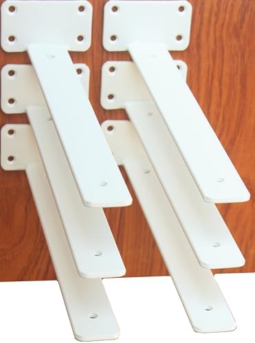6 Pack - 12 inch White Hidden L Shelf Bracket (1/5 Inch Thicked) Iron Floating Shelf Brackets Rustic Industrial Metal Brackets for Shelf Support by MHMYDZ