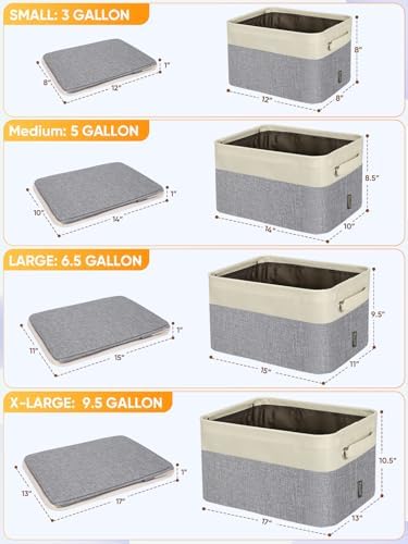 BALEINE 4 Pack Fabric Closet Storage Bins for Shelves, Linen Closet Organizers and Storage, Decorative Baskets for Organizing, Shelf, Clothes, Home, Office (Grey, 15"x11"x9.5") - Image 2