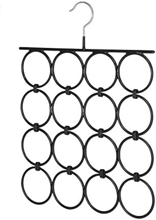 Whitmor 16 Rings Folding Metal Scarf Hanger for Closet, 12. 25"W x 15. 88"H, Space Saving Organizer Hangers for Scarves, Ties, Belts, Shawls, Accessory, Chrome & Black by Whitmor