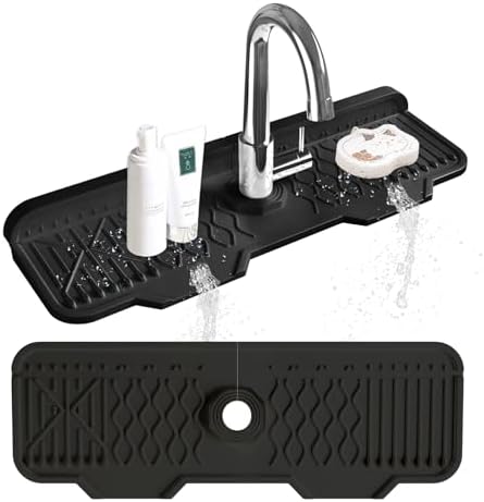 Kitchen Sink Accessories -17" x 6'' Sink Splash Guard,Silicone Sink Mat Splash Guard, fit for Countertop, Bathroom,Farmhouse,RV by EBIGIC (Black) - Image 7