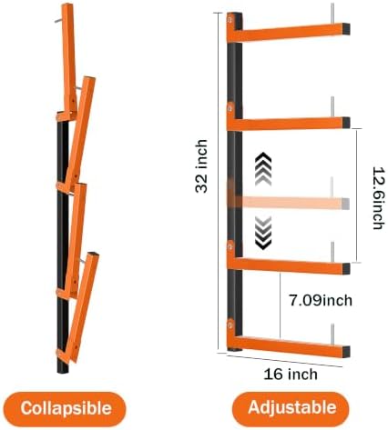 Lumber Storage Rack Wall Mount, Foldable 8-Level Wood Storage Rack - Image 3