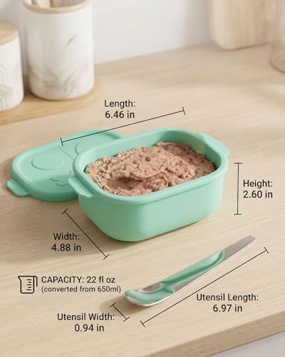 2ME Odor Sealed Silicone Pet Wet Food Containers（3-Pack, 22oz）- Airtight Storage Boxes for Homemade Dog Cat Food & Canned Food Portioning - Freezer Microwave Dishwasher Safe with Stainless Steel Scoop - Image 4