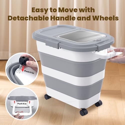 HOYTAMDA 25-35Lbs Rice Container,Collapsible Food Storage Container Wheels - Image 3