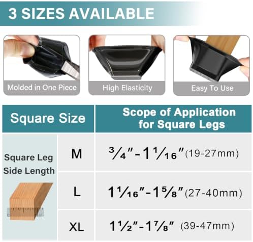 Ansible 24 Pcs Chair Leg Floor Protectors Square - Image 5