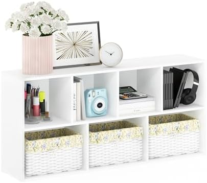Furinno LUDER 7-Cube Book Shelf, Kids Bookshelf, Toy Storage, White - Image 4