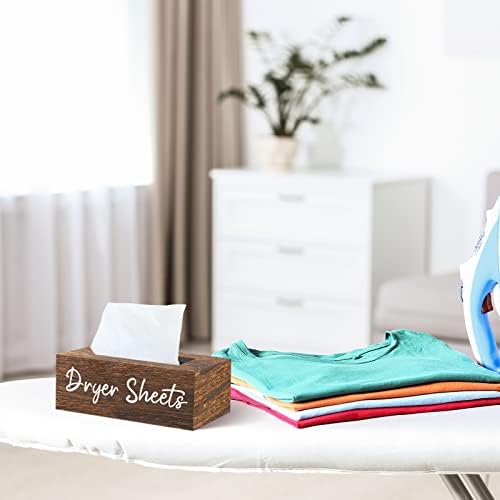 Blulu Dryer Sheet Holder for Laundry Room Wooden Dryer Sheet Container Sheets Dispenser Box Wooden Container Modern for Organizing Fabric Laundry Pods, 7.87 x 4.72 x 2.75 Inches(Dark Brown) - Image 6
