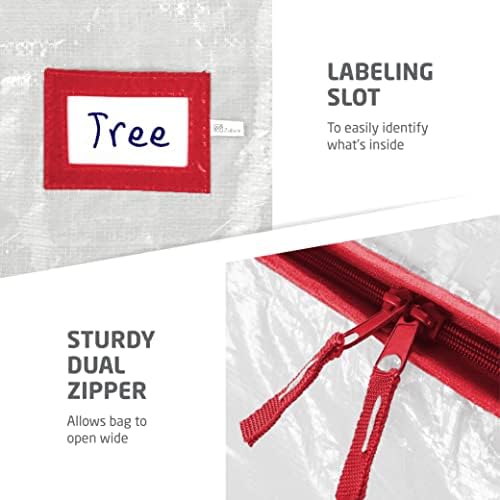 Zober Large Christmas Tree Storage Bag - Fits 9 Ft Artificial Trees - Plastic, Waterproof Christmas Tree Bag For Storage Box For Xmas - Strong, Durable Handles - Label Card Slot - White - Image 3