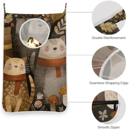 Hanging Laundry Hamper Bag Over the Door Laundry Hamper Wall Hamper Large Dirty Clothes Hamper with Stainless Steel Hooks 29.5X20inch 2Pack Cute Cat - Image 5