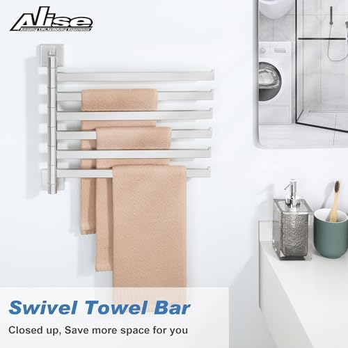 Alise 6 Arm Swivel Towel Rack, Swivel Towel Bar Brushed Nickel, 13.6 Inch - Image 2