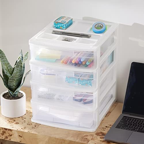 Gracious Living 4-Tier Drawer Organizer, Plastic Desktop Drawers, White - Image 2