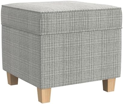 HomePop 18" Classic Square Storage Ottoman - Sage Mini Grid Pattern by HomePop