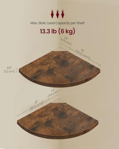 VASAGLE Floating Corner Shelves, Set of 2, 6 x 6 x 0.5 Inches - Image 3