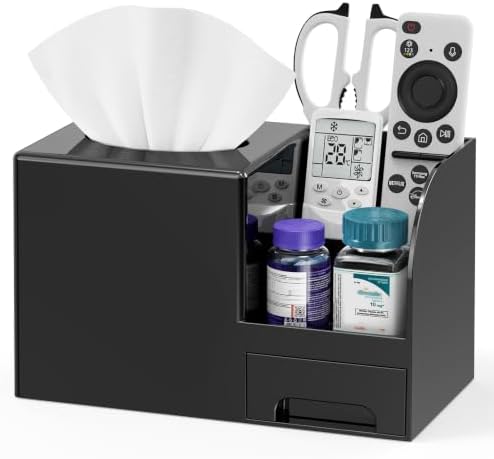 Plastic Square Tissue Box Cover, Multi-Functional Tissue Holder, Black by Chintu