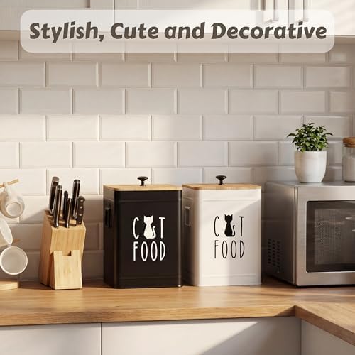 PERFNIQUE Cat Food Storage Container, Airtight Cat Treat Container with Bamboo Lid, Pet Food Storage for Kitchen Countertop, Treat Jars for Pets, Cat Food Container (Black, with Spoon) - Image 6