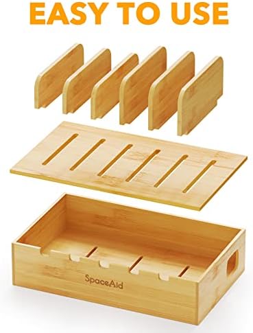 SpaceAid Bamboo Charging Station for Multiple Devices, Cell Phone Docking Stations for Multi Laptop, Tablets and iPads, Nightstand Bedside Desk Device Charger Organizer (Natural) - Image 5
