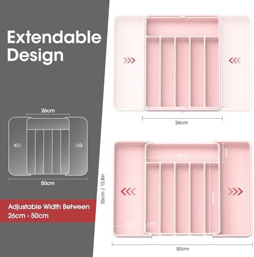 Aujen Silverware Drawer Organizer, Adjustable Utensil Cutlery Tray - Image 2